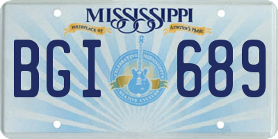MS license plate BGI689