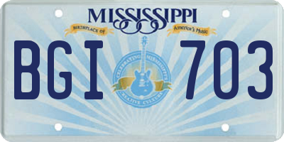 MS license plate BGI703
