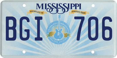 MS license plate BGI706