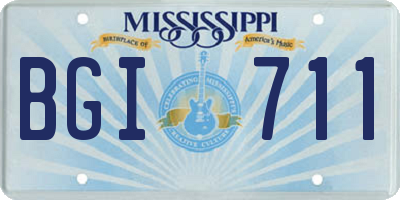 MS license plate BGI711