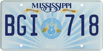 MS license plate BGI718