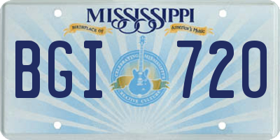 MS license plate BGI720