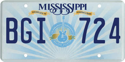 MS license plate BGI724