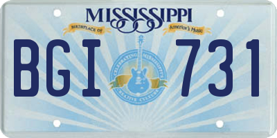 MS license plate BGI731
