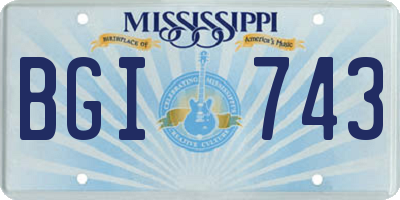 MS license plate BGI743