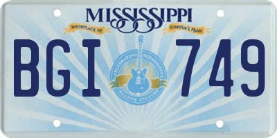 MS license plate BGI749