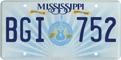 MS license plate BGI752