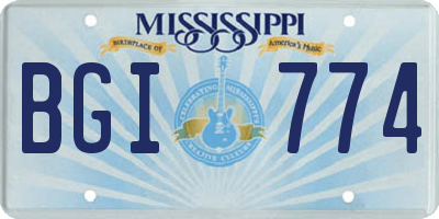 MS license plate BGI774