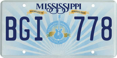 MS license plate BGI778