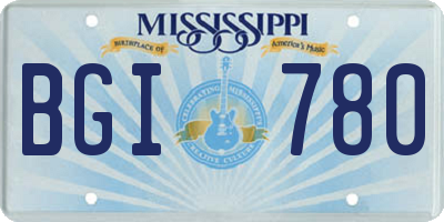 MS license plate BGI780