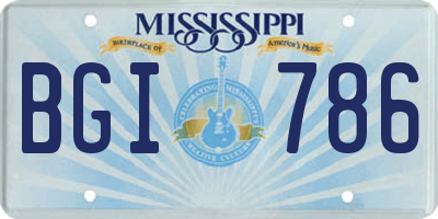 MS license plate BGI786