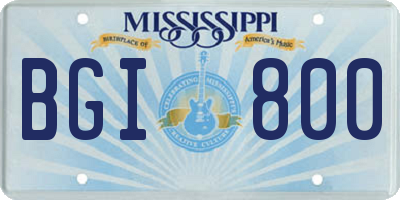 MS license plate BGI800