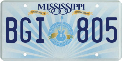 MS license plate BGI805