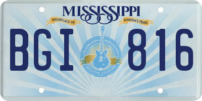 MS license plate BGI816