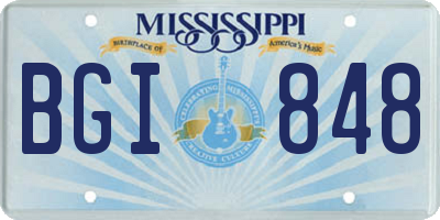 MS license plate BGI848