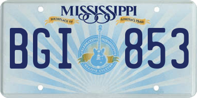 MS license plate BGI853