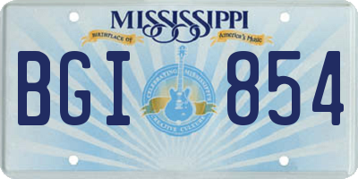 MS license plate BGI854