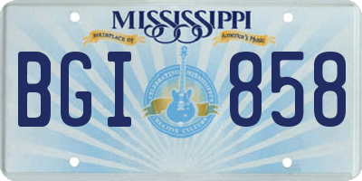 MS license plate BGI858