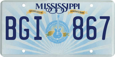 MS license plate BGI867