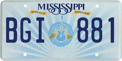MS license plate BGI881