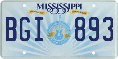 MS license plate BGI893