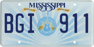 MS license plate BGI911