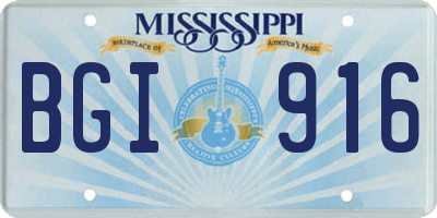 MS license plate BGI916