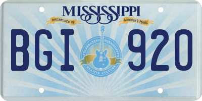 MS license plate BGI920