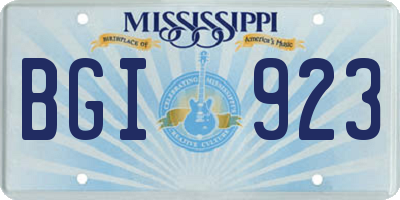 MS license plate BGI923
