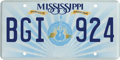 MS license plate BGI924