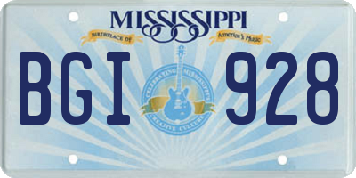MS license plate BGI928