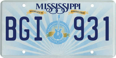 MS license plate BGI931