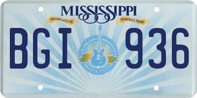 MS license plate BGI936