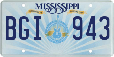 MS license plate BGI943