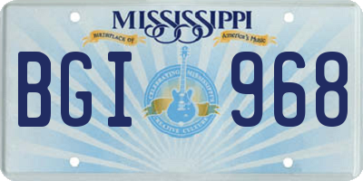 MS license plate BGI968