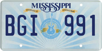 MS license plate BGI991