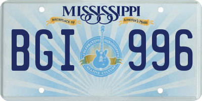 MS license plate BGI996