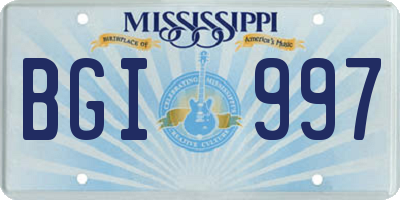 MS license plate BGI997