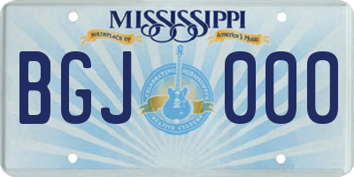 MS license plate BGJ000