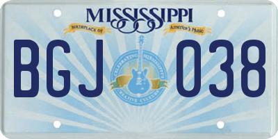 MS license plate BGJ038