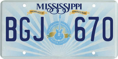 MS license plate BGJ670