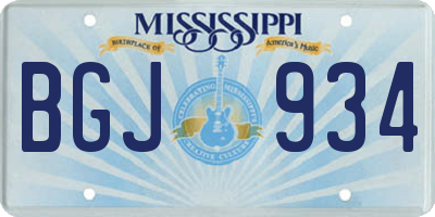 MS license plate BGJ934