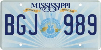 MS license plate BGJ989