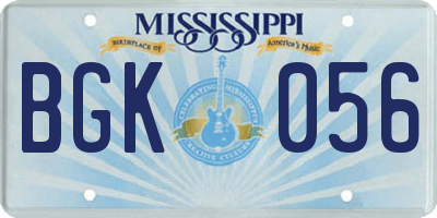 MS license plate BGK056