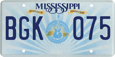 MS license plate BGK075