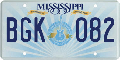 MS license plate BGK082