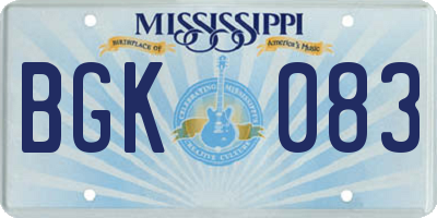 MS license plate BGK083