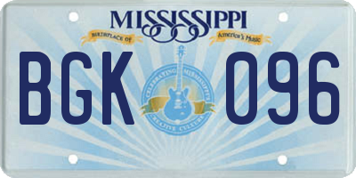 MS license plate BGK096