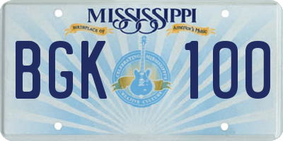 MS license plate BGK100