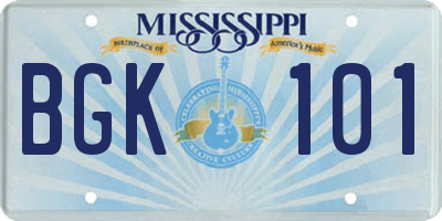 MS license plate BGK101